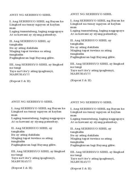 dpwh hymn lyrics|[Lyrics] Awit ng Serbisyo Sibil .